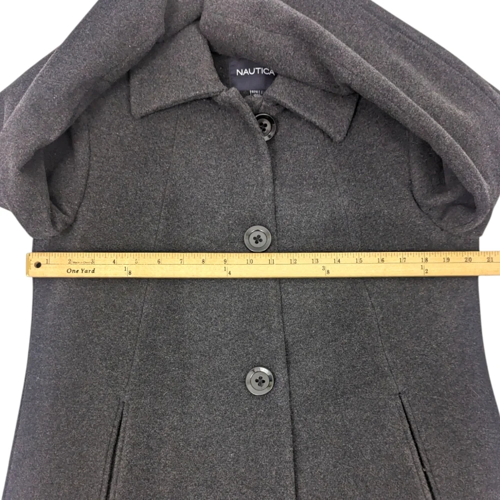 Nautica Wool Pea Coat Peacoat Womens Medium Gray Jacket Button Dressy